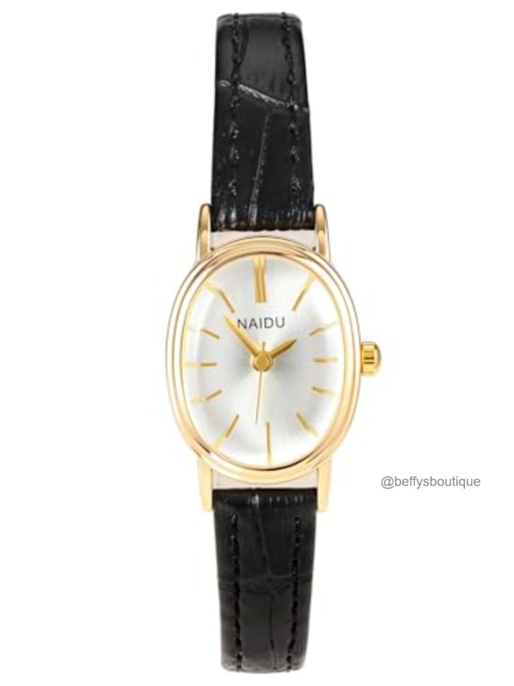 Women's Oval Gold Dial Leather Analog Watch Classic Vintage Gift